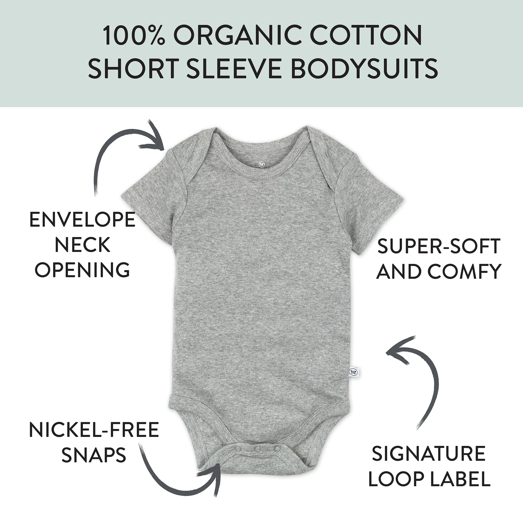 10-Pack Organic Cotton Short Sleeve Bodysuits