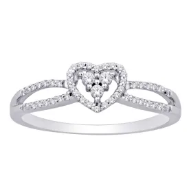 10K White Gold 1/6 Ct.Tw. Diamond Heart Ring