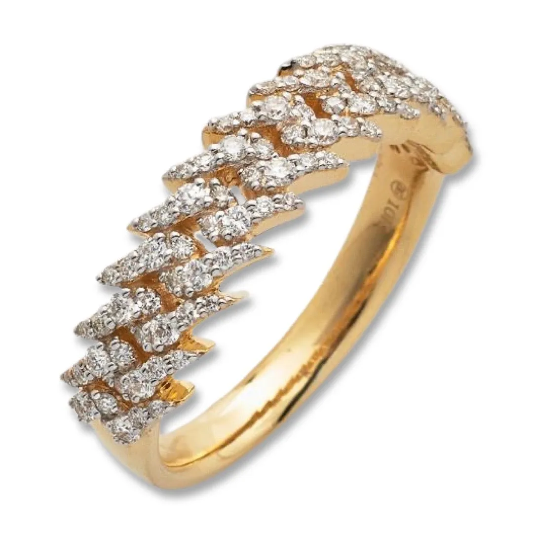 10KY 0.75CTW DIAMOND SPIKE MIAMI CUBAN MENS RING