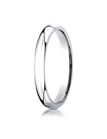 14k White Gold 3mm Slightly Domed Super Light Comfort Fit Ring