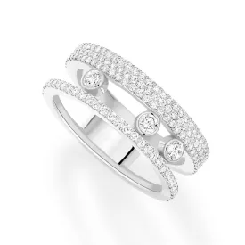 18ct White Gold Move Romane Pave Diamond Ring