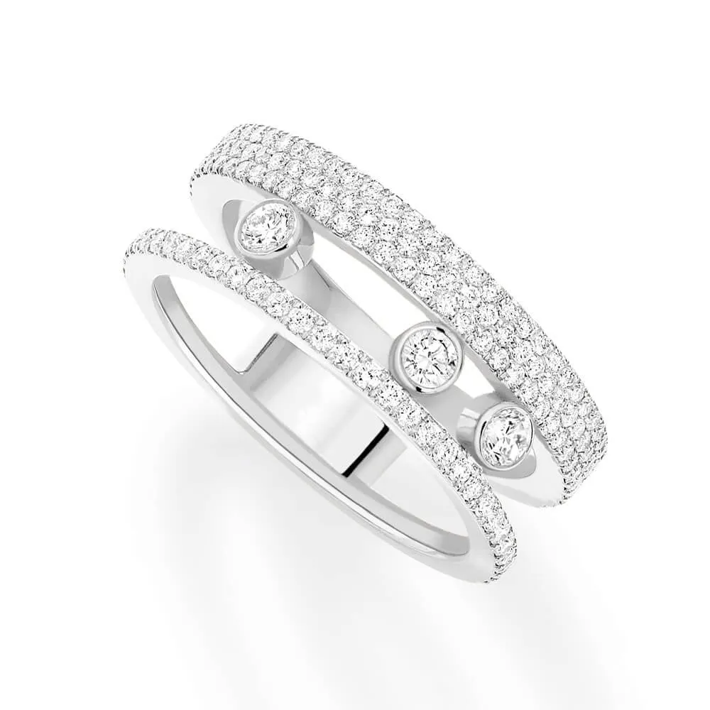 18ct White Gold Move Romane Pave Diamond Ring