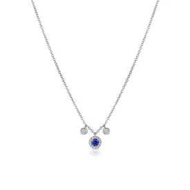 18kt White Gold Sapphire Diamond 2 Dangle Necklace