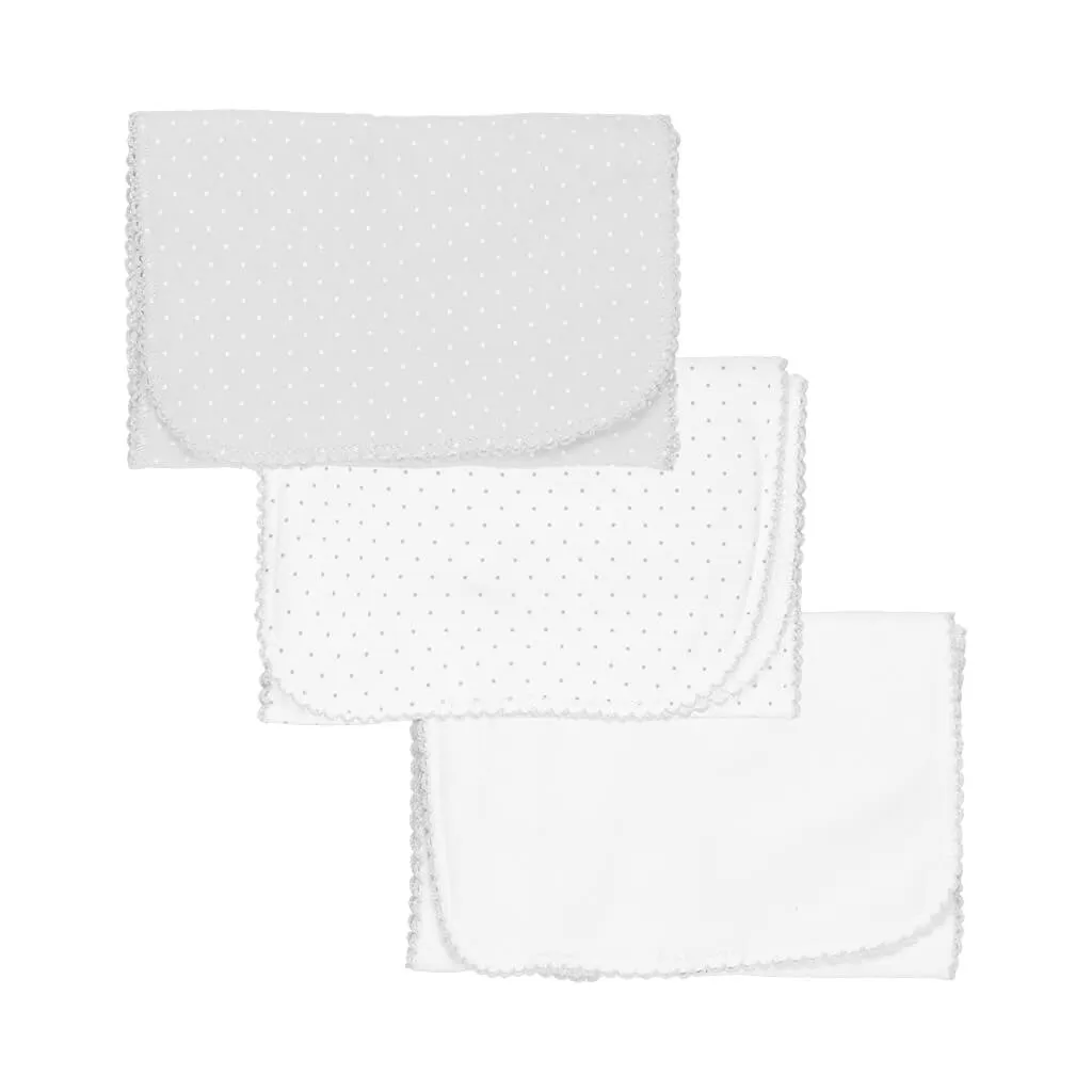 3 Pack Burp Pad Grey Dots