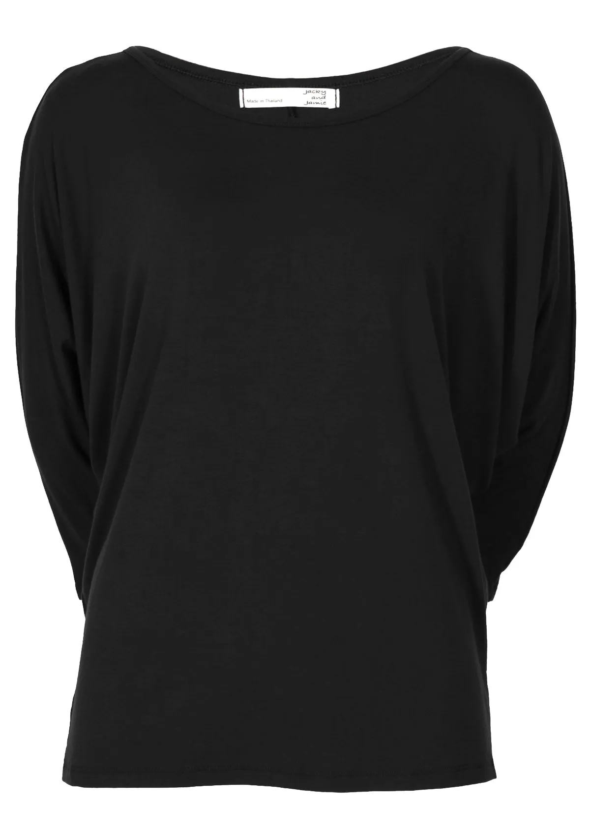 3/4 Sleeve Batwing Top Black