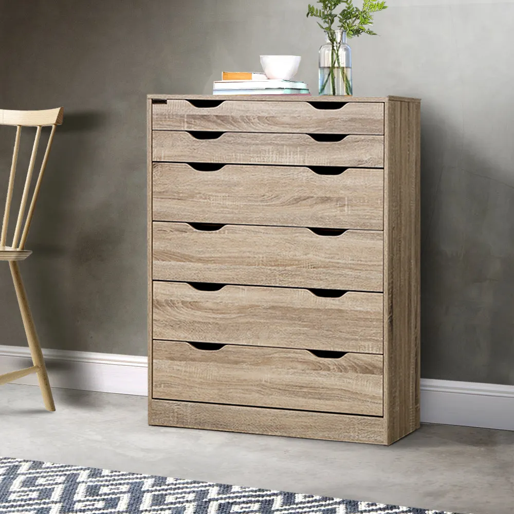 6 Chest of Drawers Tallboy Dresser Oak