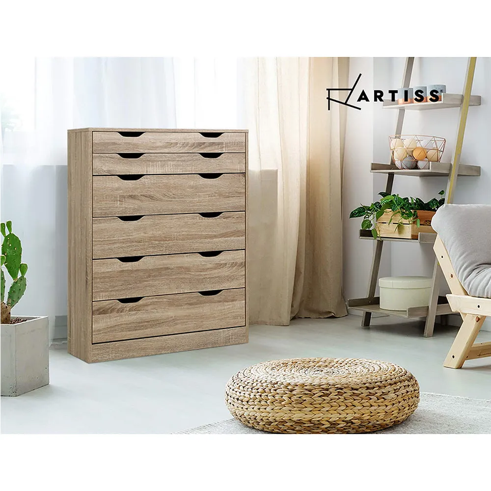 6 Chest of Drawers Tallboy Dresser Oak