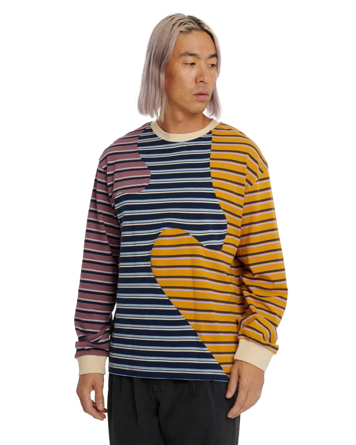 Organic Striped Long Sleeve Panel Shirt - Cream Multicolor