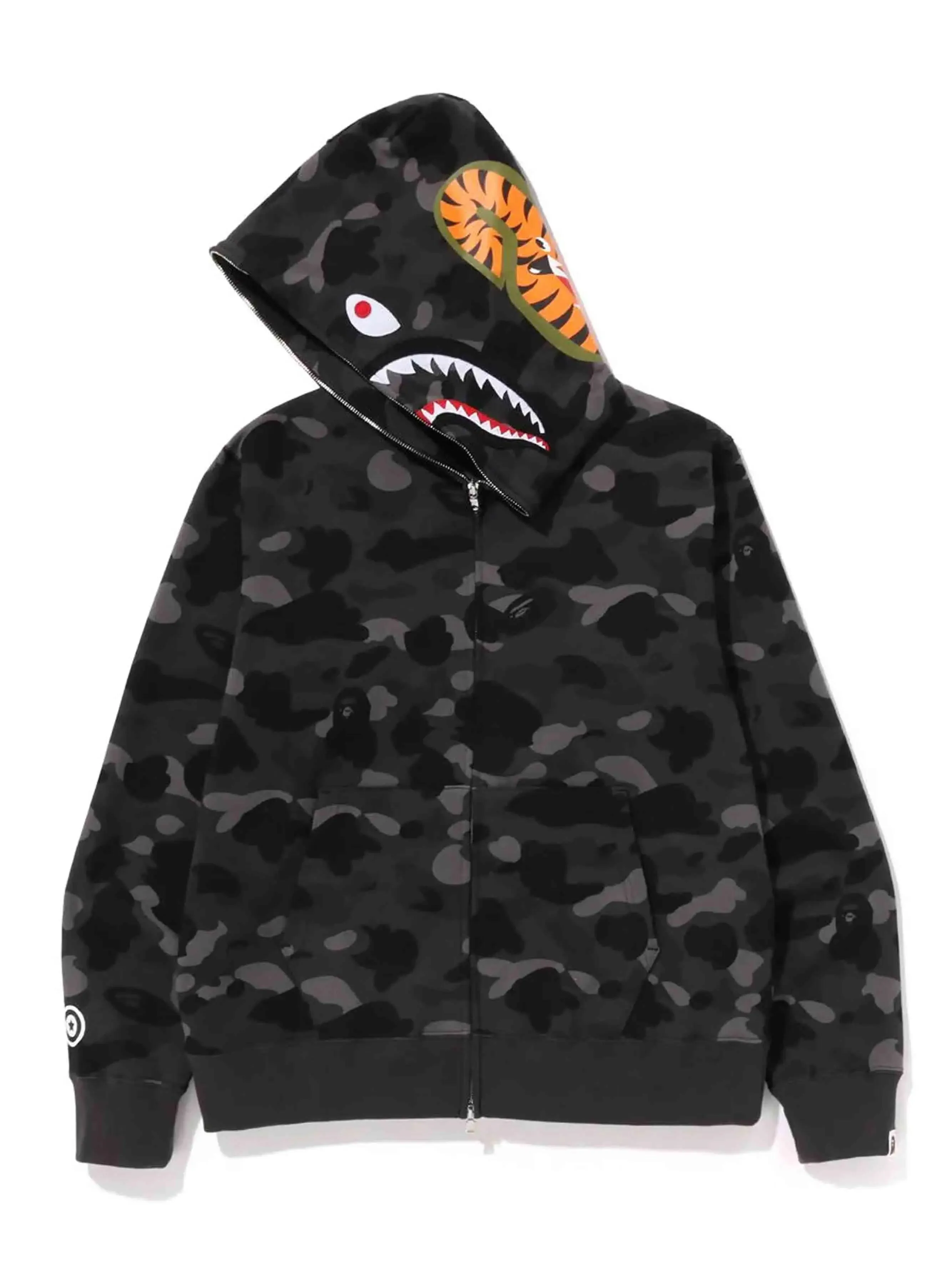 Premium Black Camo Shark Full Zip Hoodie by A Bathing Ape (BAPE)