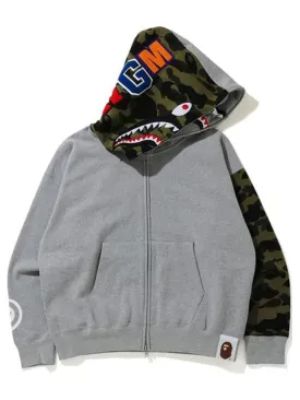 A Bathing Ape Giant Shark Full Zip Hoodie Grey