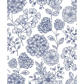 Ada Blue Floral Wallpaper from the Scott Living II Collection