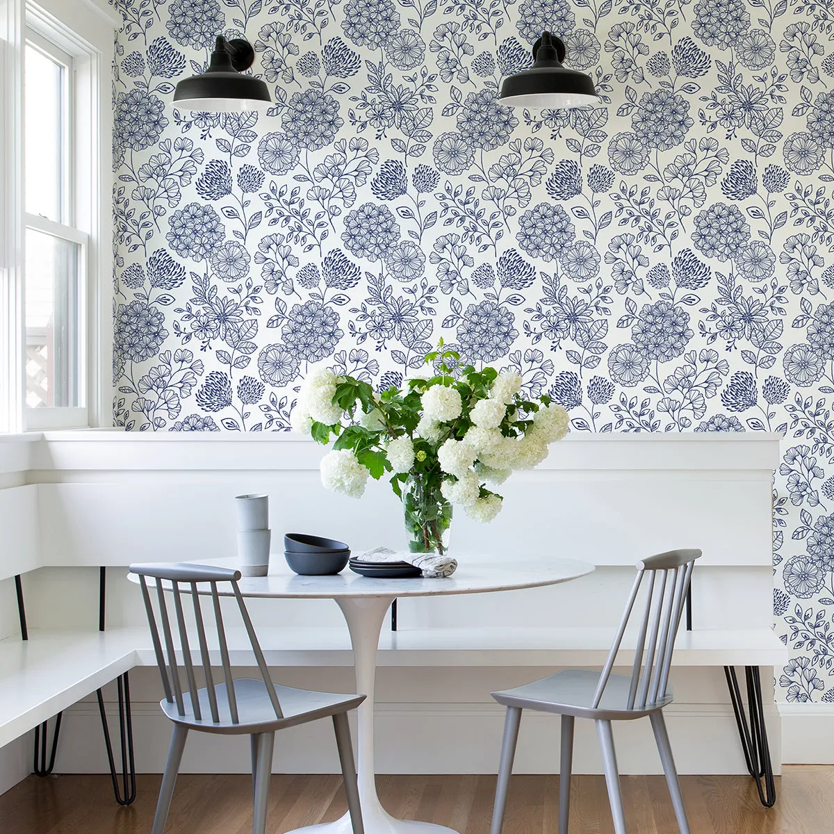 Ada Blue Floral Wallpaper from the Scott Living II Collection