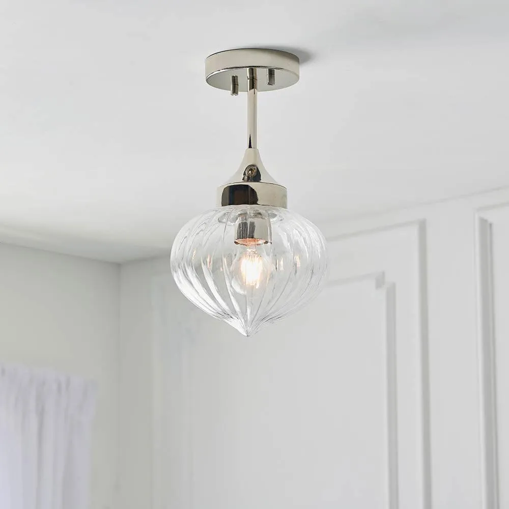 Addington 1 Light Semi Flush Polished Nickel Ceiling Light