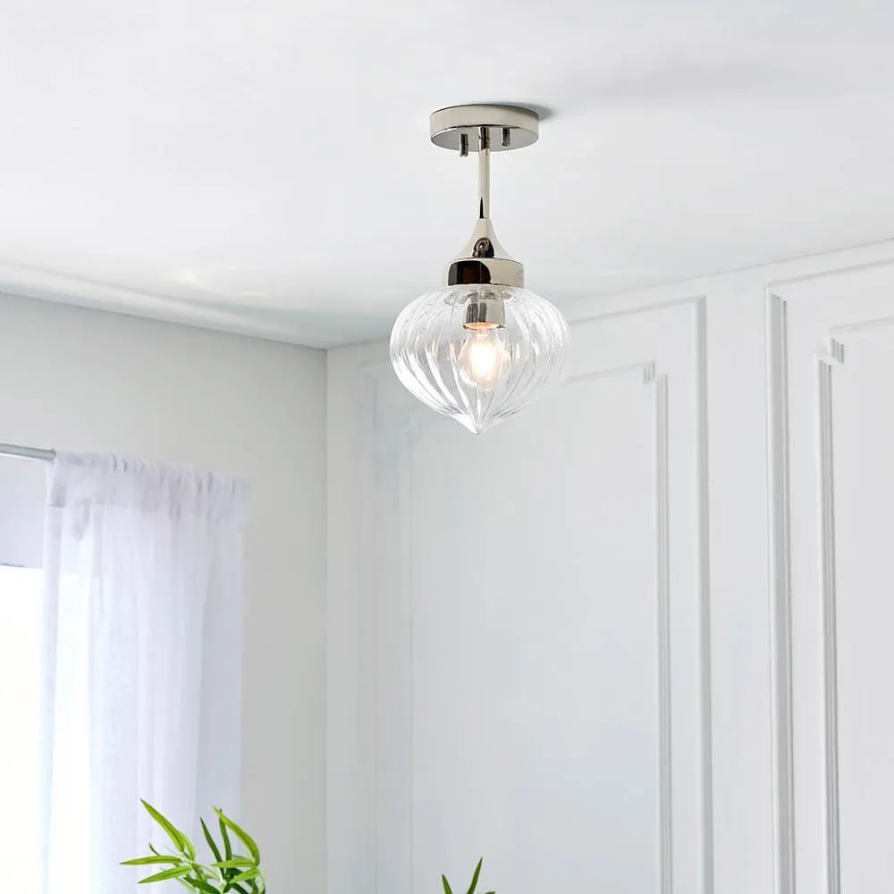 Addington 1 Light Semi Flush Polished Nickel Ceiling Light