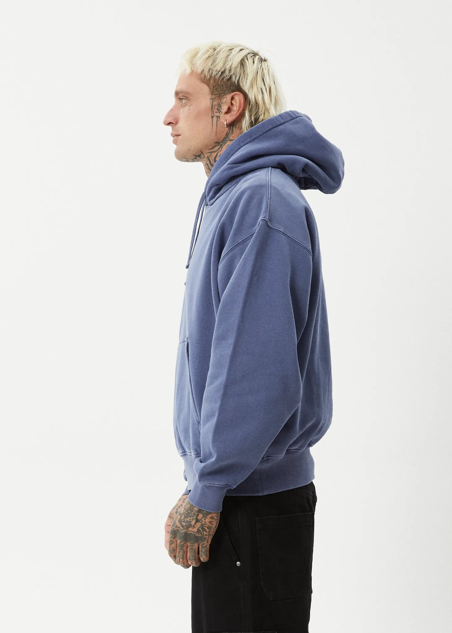 AFENDS Mens Genesis - Boxy Pull On Hood - Washed Marlin