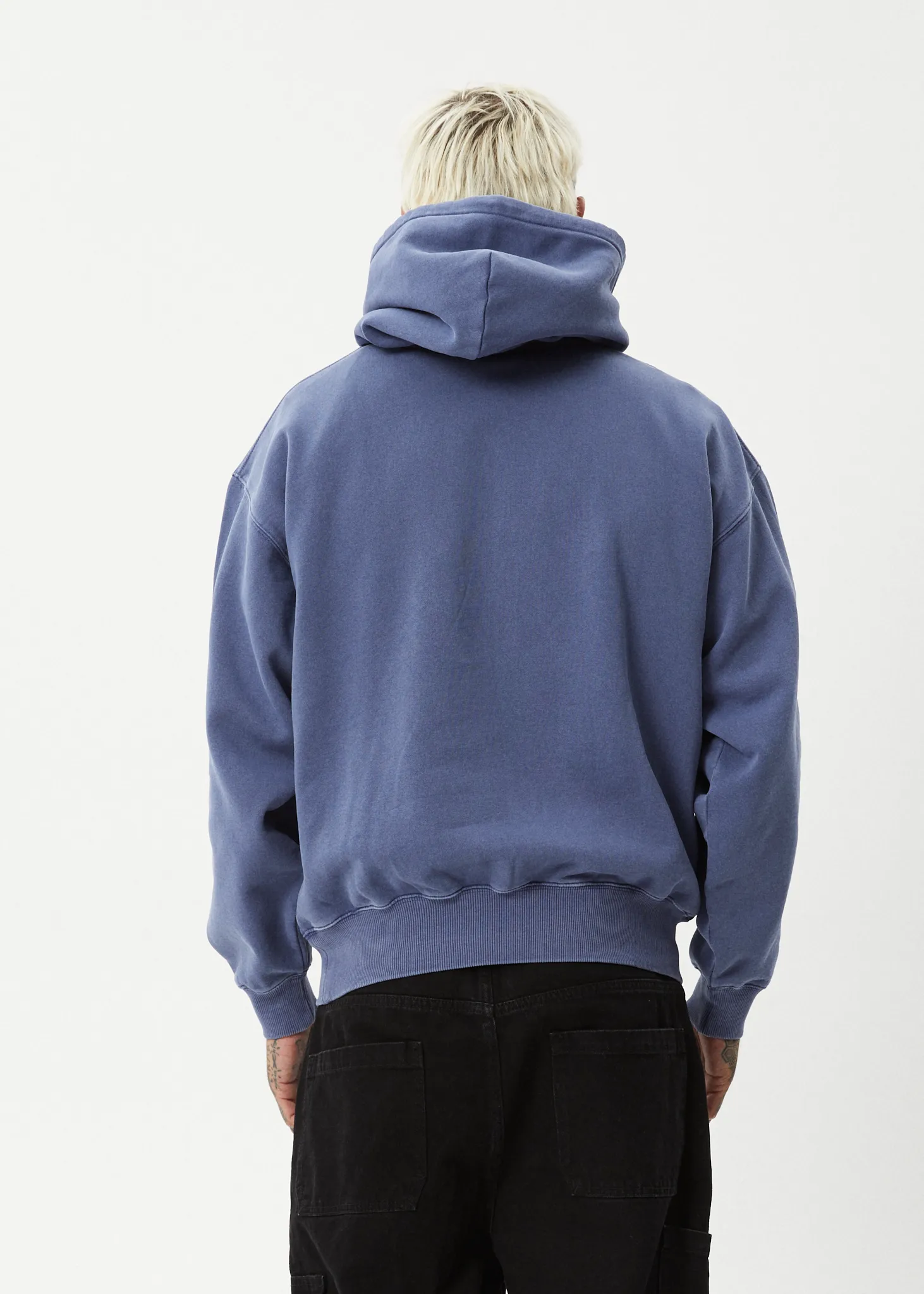 AFENDS Mens Genesis - Boxy Pull On Hood - Washed Marlin