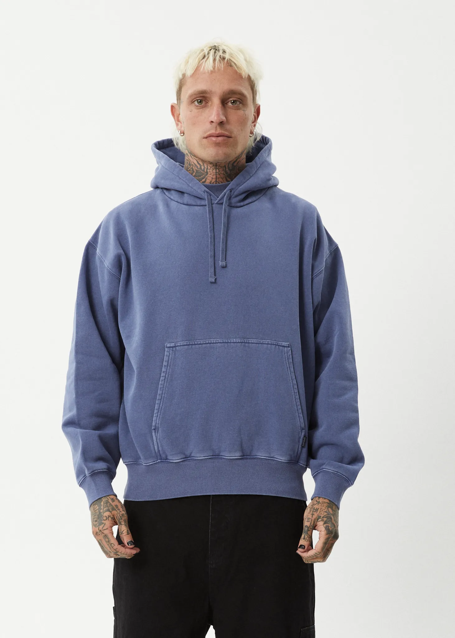 AFENDS Mens Genesis - Boxy Pull On Hood - Washed Marlin