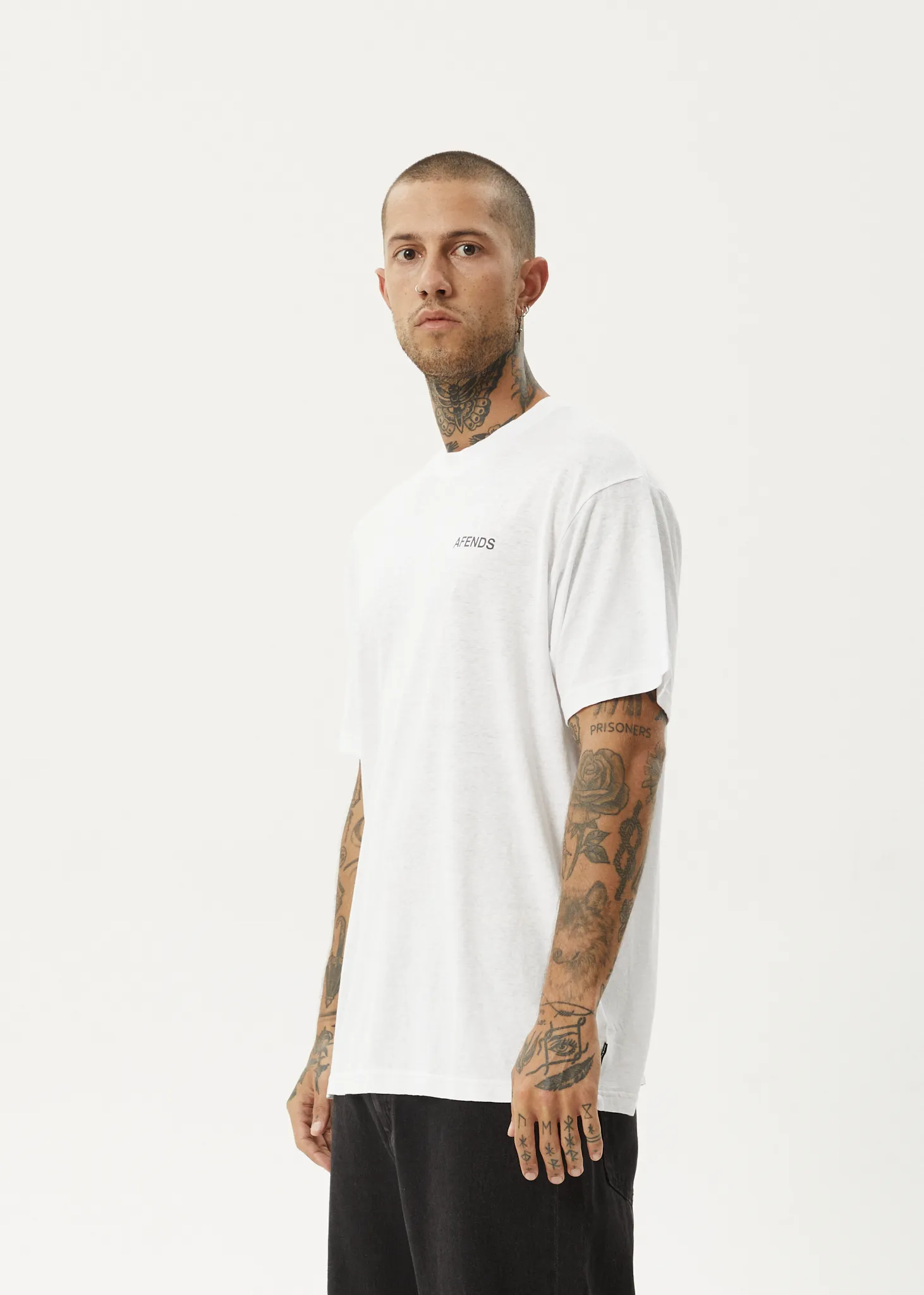 AFENDS Mens Staple - Boxy Fit Tee - White / Black