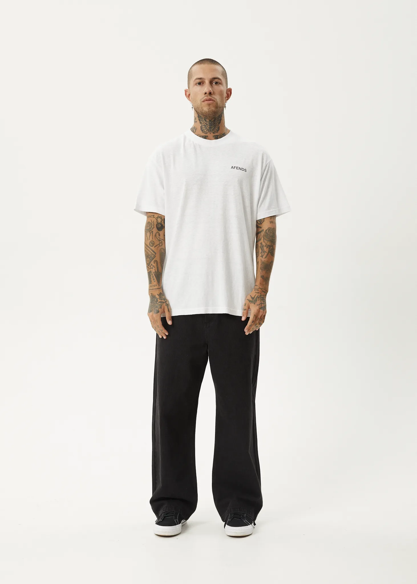 AFENDS Mens Staple - Boxy Fit Tee - White / Black