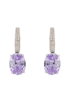 Alexandra Oval Drop Earrings Silver Lilac Amethyst