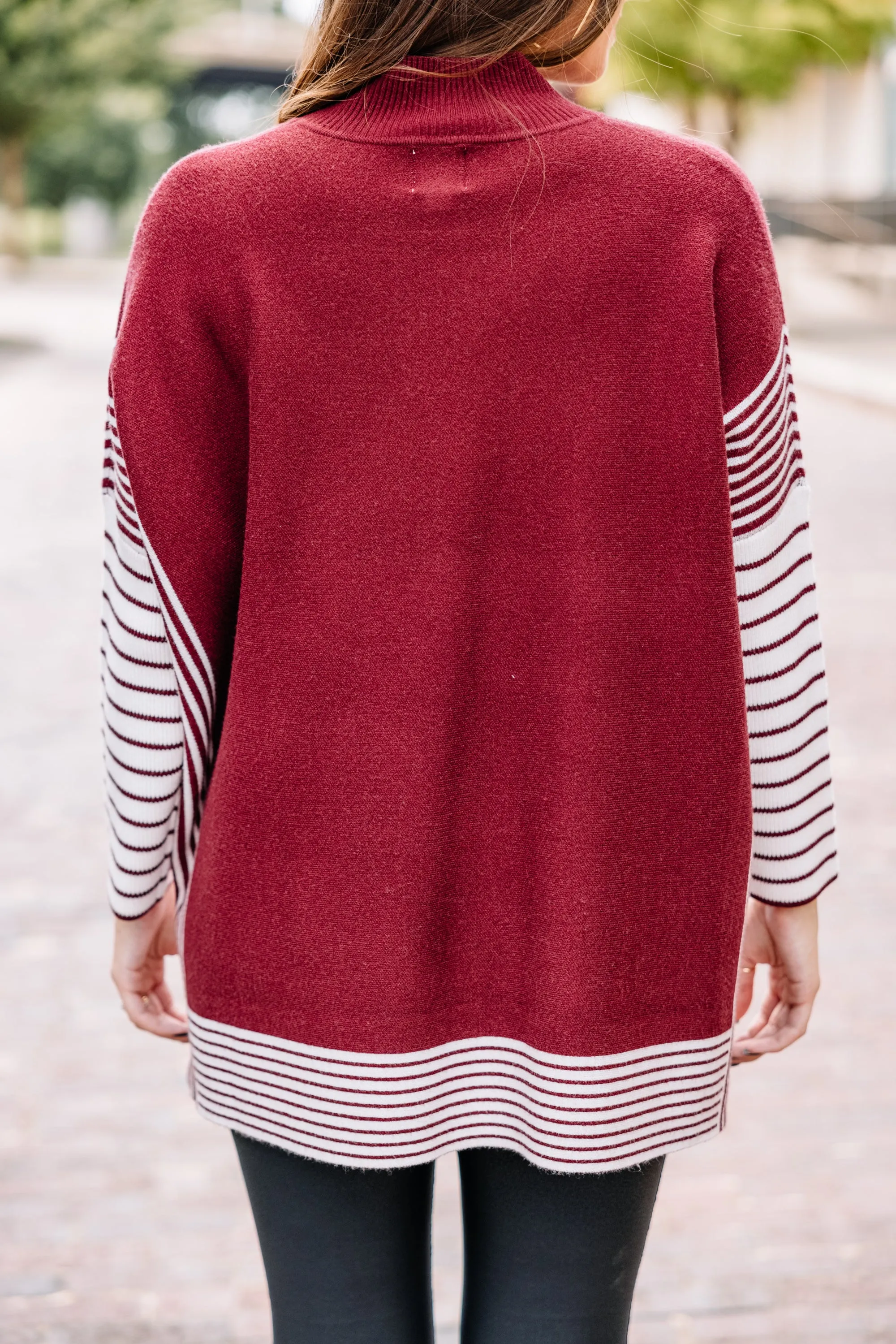 All In Burgundy Red Striped Tunic