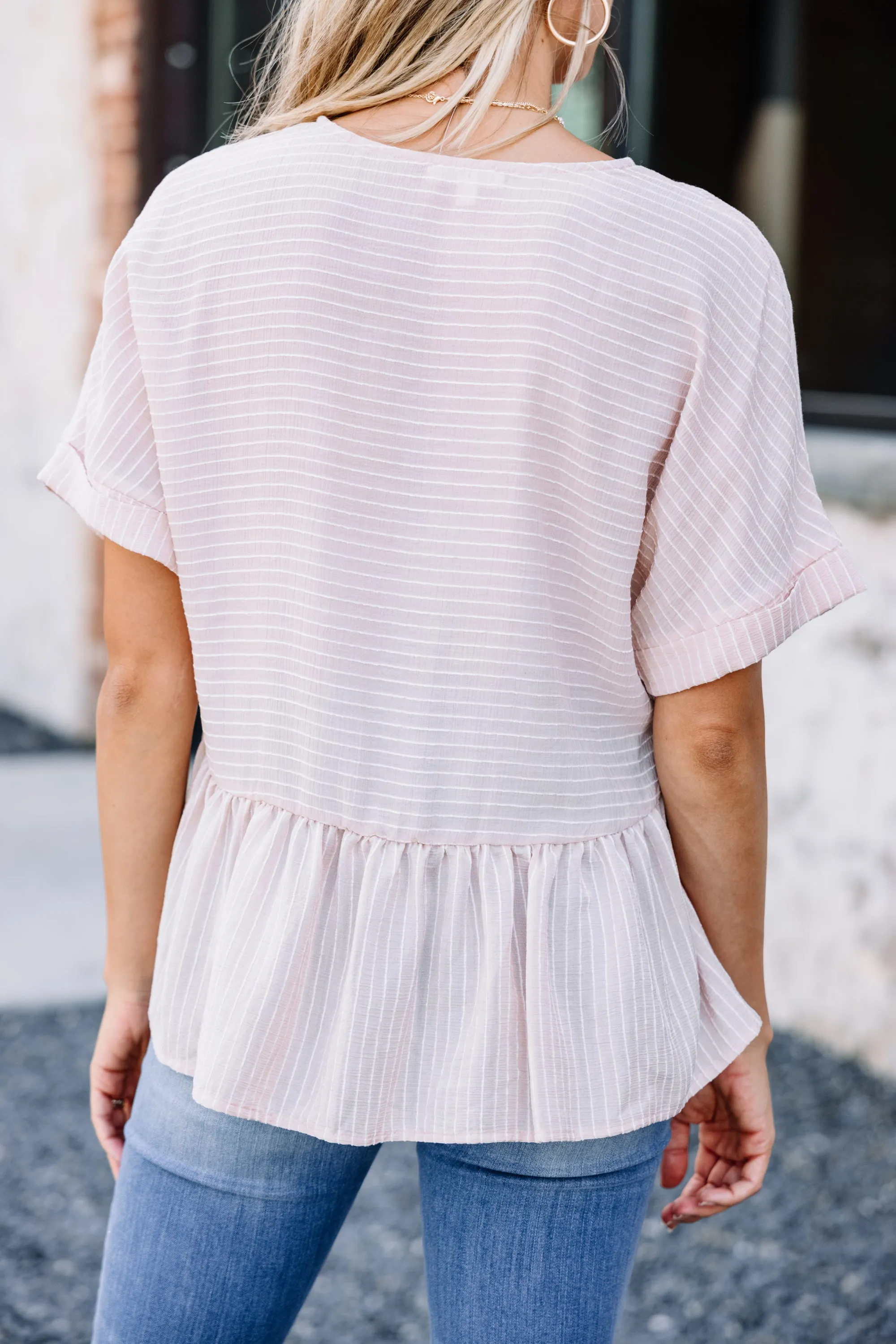 All My Love Blush Pink Striped Top