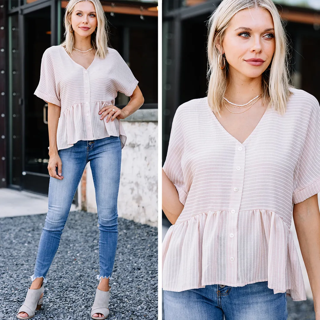 All My Love Blush Pink Striped Top