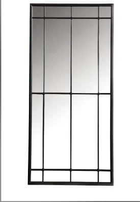 Annetta Rectangular Window Pane Wall Mirror Black