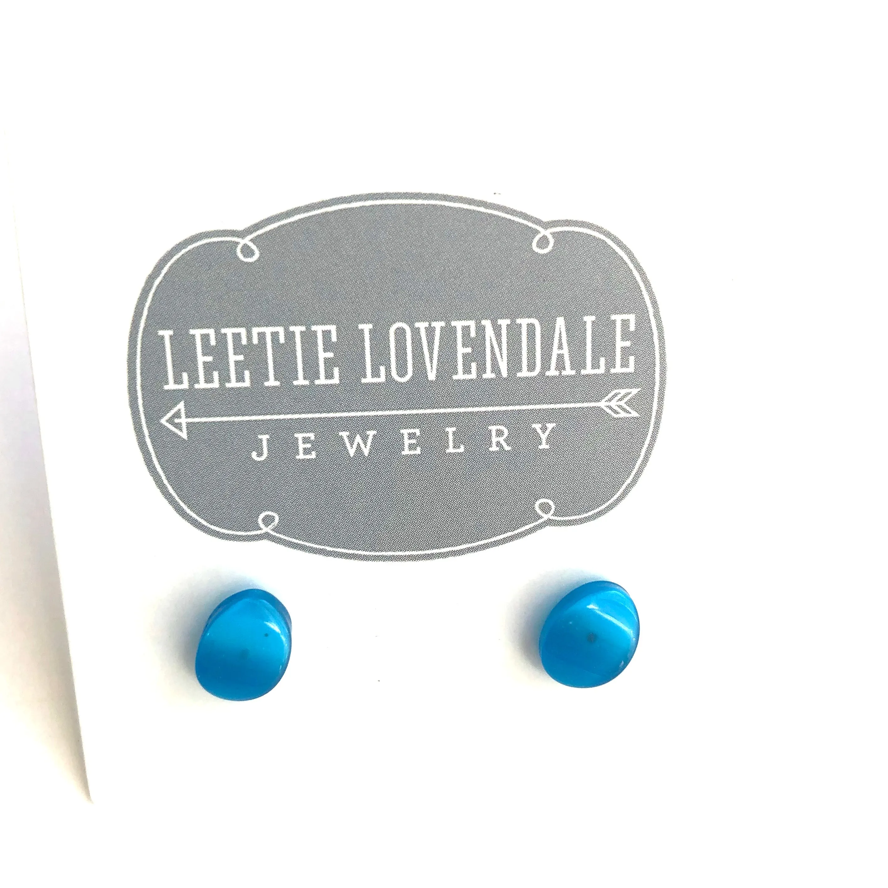 Aqua Blue Moonglow Tiny Oval Stud Earrings