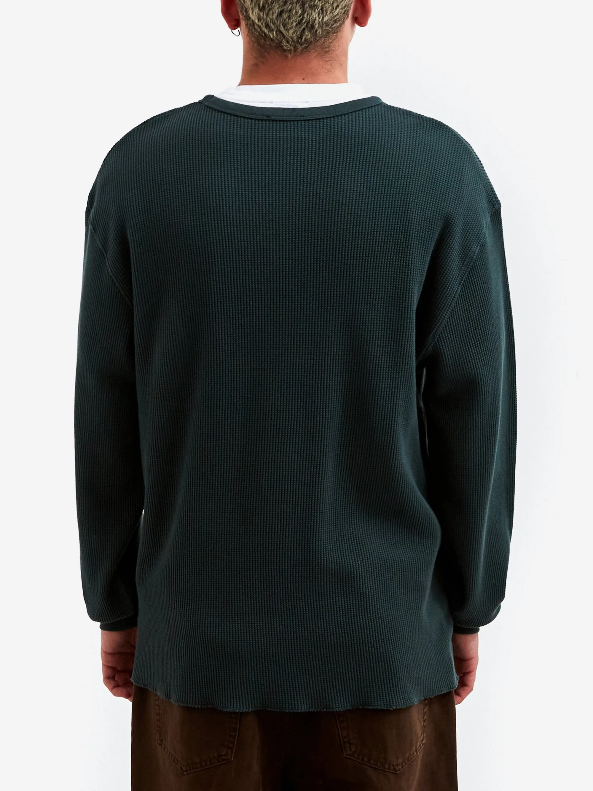 Aries Waffle Long Sleeve T-Shirt - Dark Olive