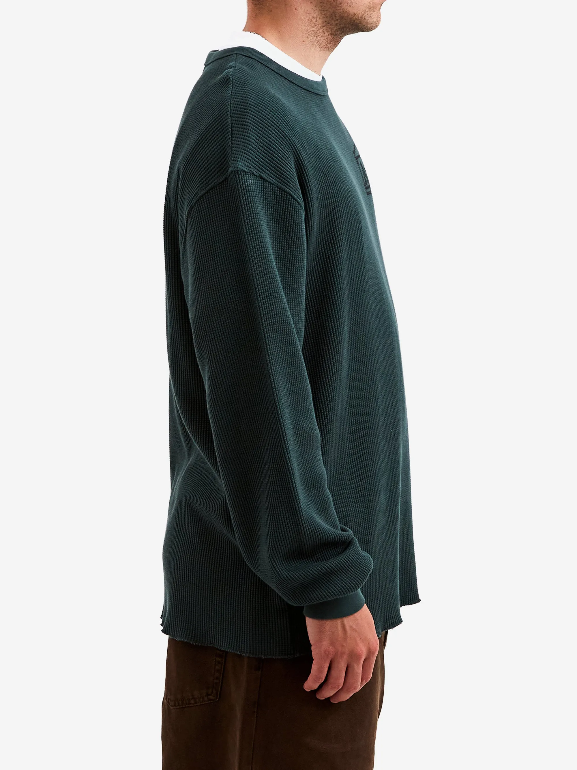 Aries Waffle Long Sleeve T-Shirt - Dark Olive