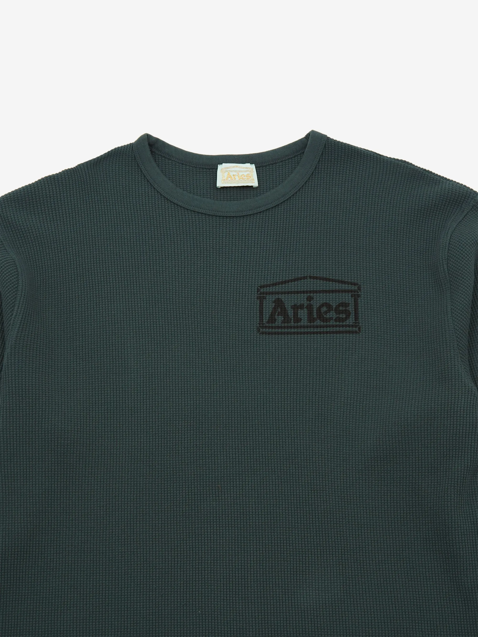 Aries Waffle Long Sleeve T-Shirt - Dark Olive