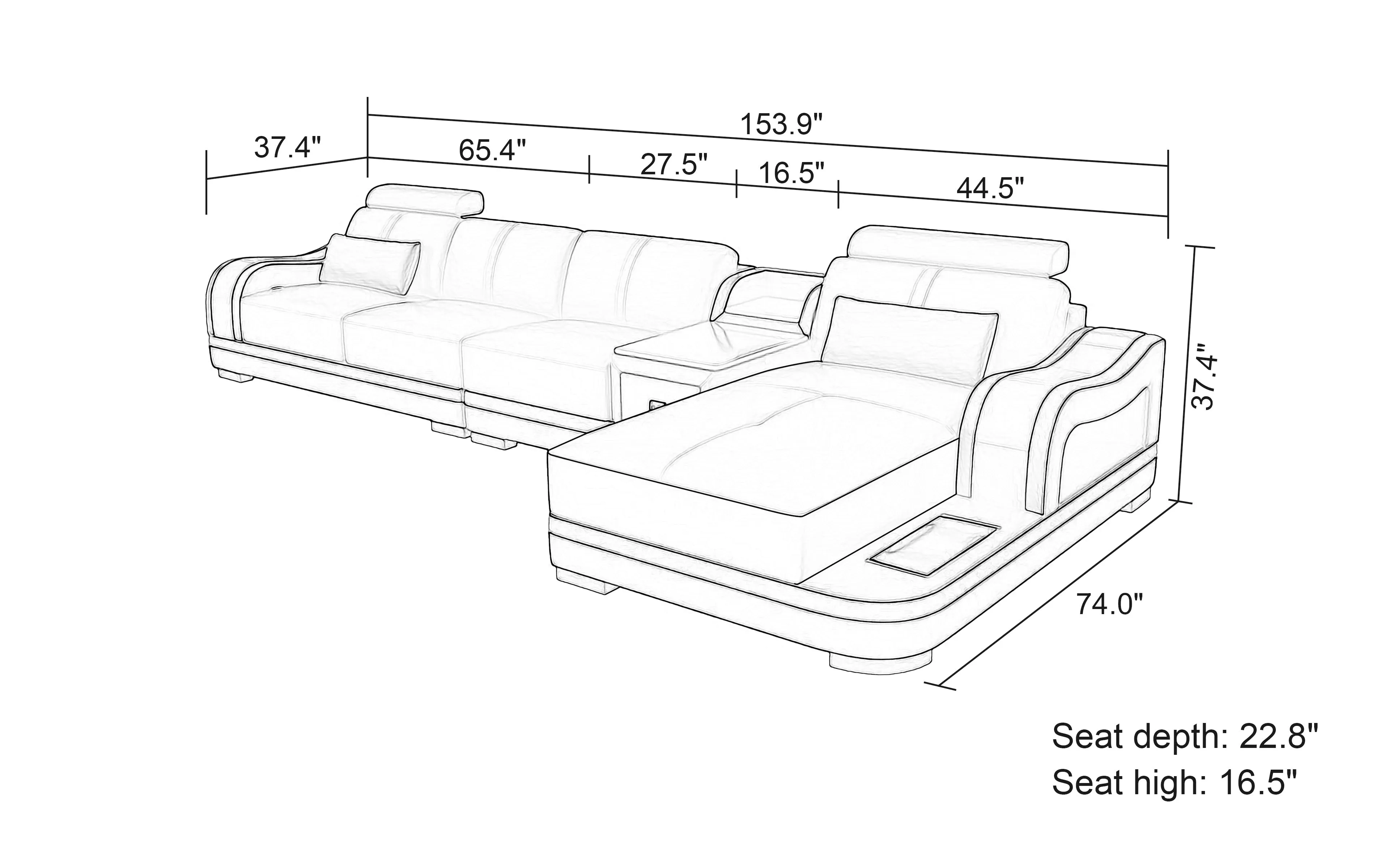 Asland Small Modern Leather Sectional