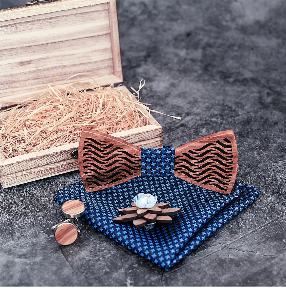 Aston Wood Bow Tie Set