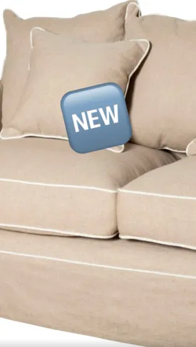 Ayla 2 Seater Sofa Natural with White Piping