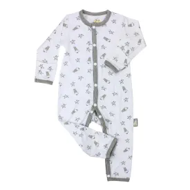 Baa Baa Sheepz Button Long Sleeve Romper - White Small Star Sheep