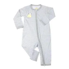 Baa Baa Sheepz Zip Long Sleeve Romper - Grey Stripe