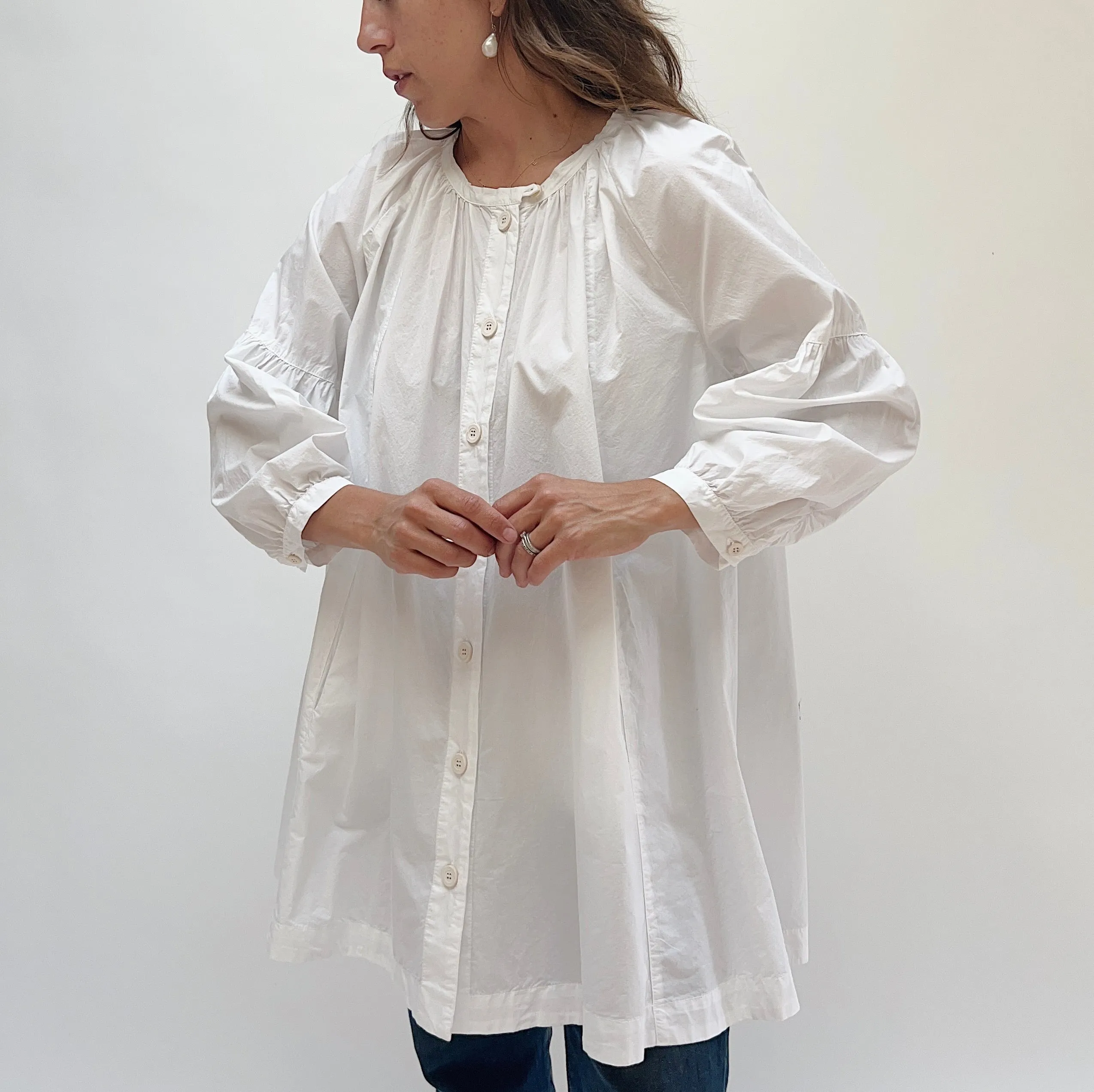 Baci | Balloon Sleeve Cotton Peasant Shirt