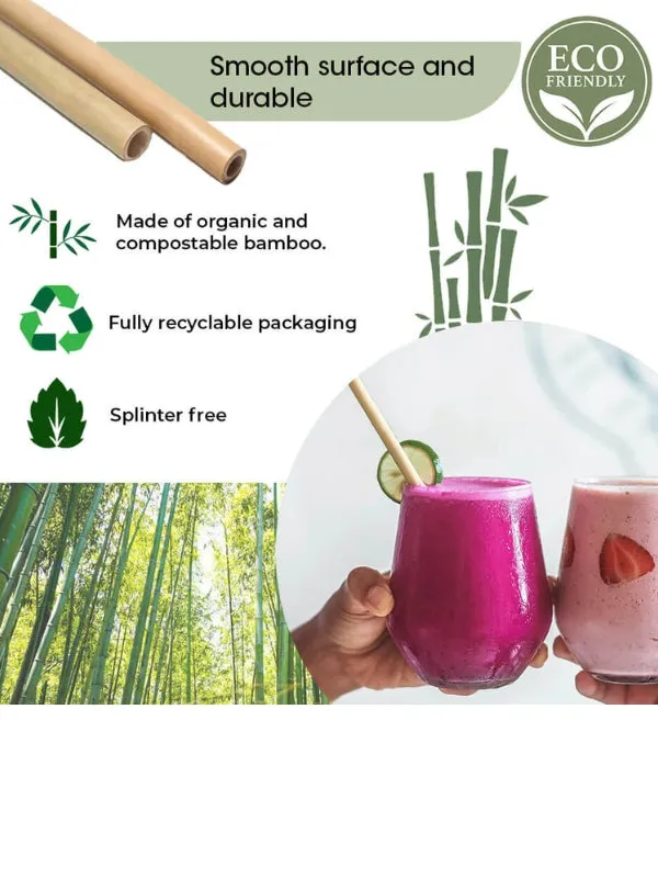 Bamboo Reusable Straws - Set of 40