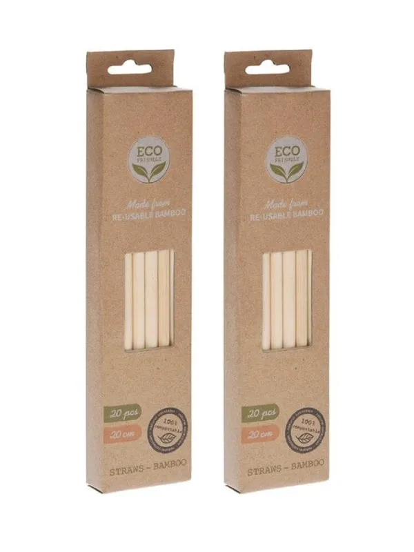 Bamboo Reusable Straws - Set of 40