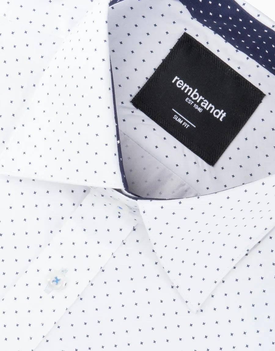 Barbican White & Navy Dot Shirt