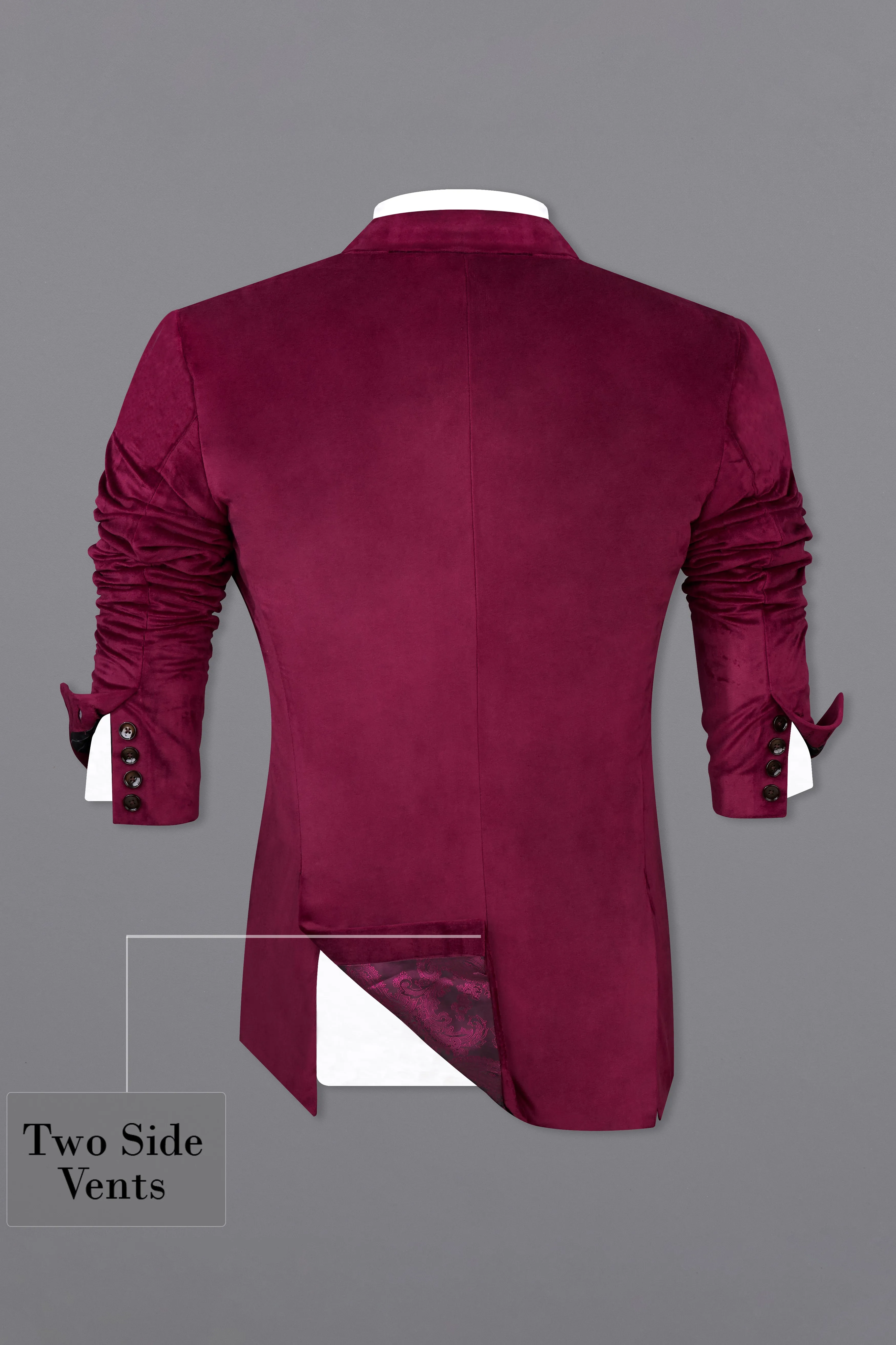 Barossa Maroon Double Breasted Velvet Blazer