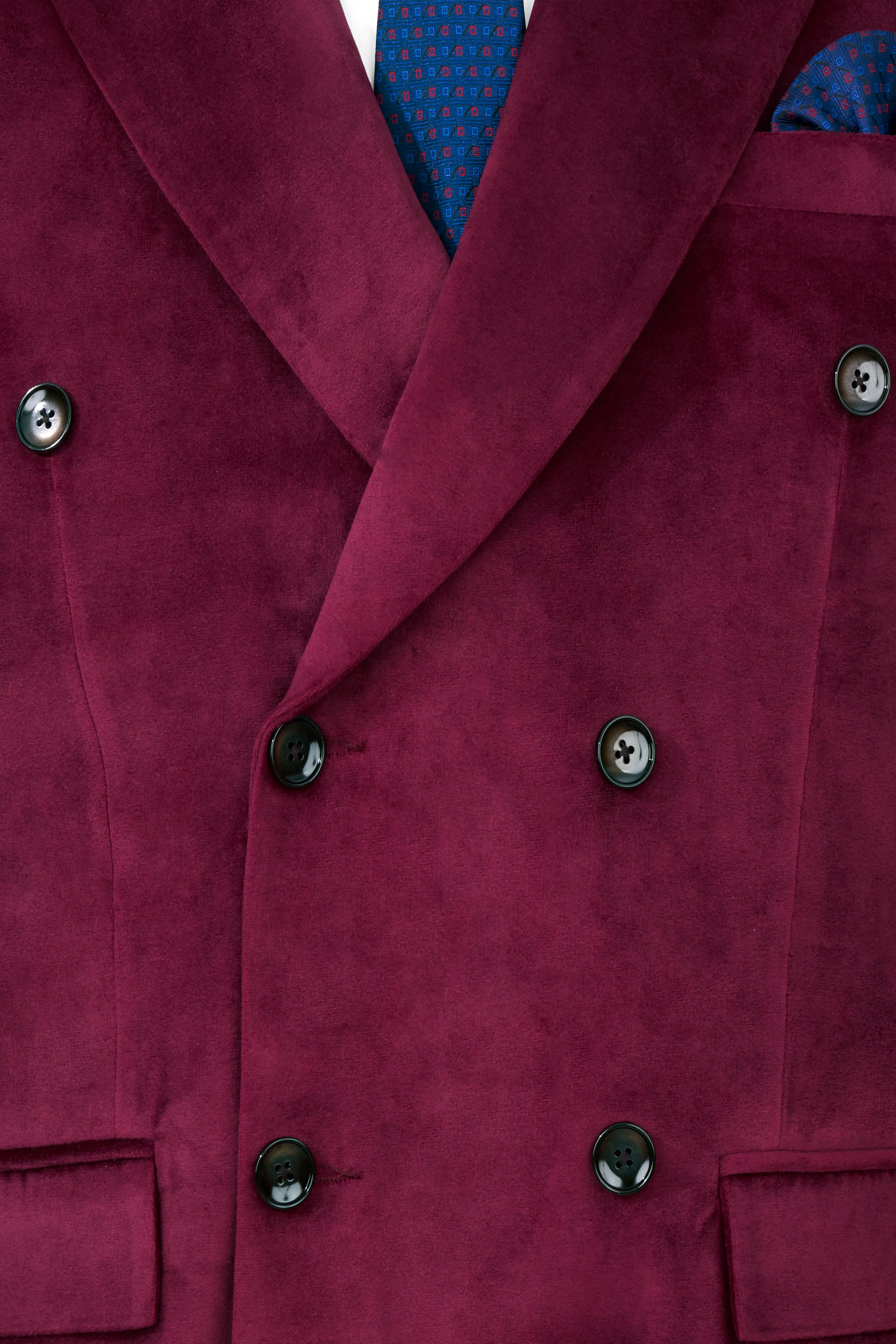 Barossa Maroon Double Breasted Velvet Blazer