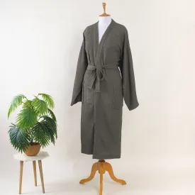 Bathrobe Solid Waffle Robe With Belt for Men and Women