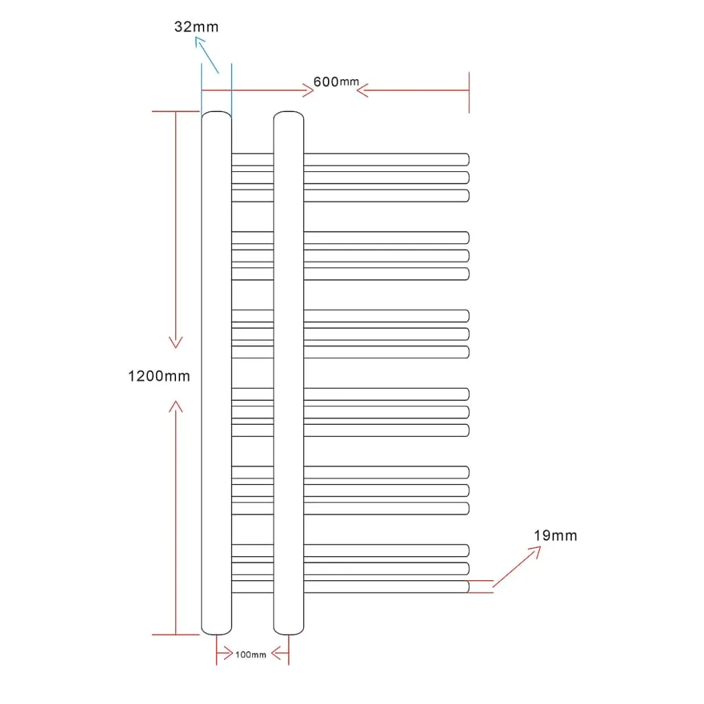 Bathroom Radiator Central Heating Towel Rail E Shape 600 x 1200 mm