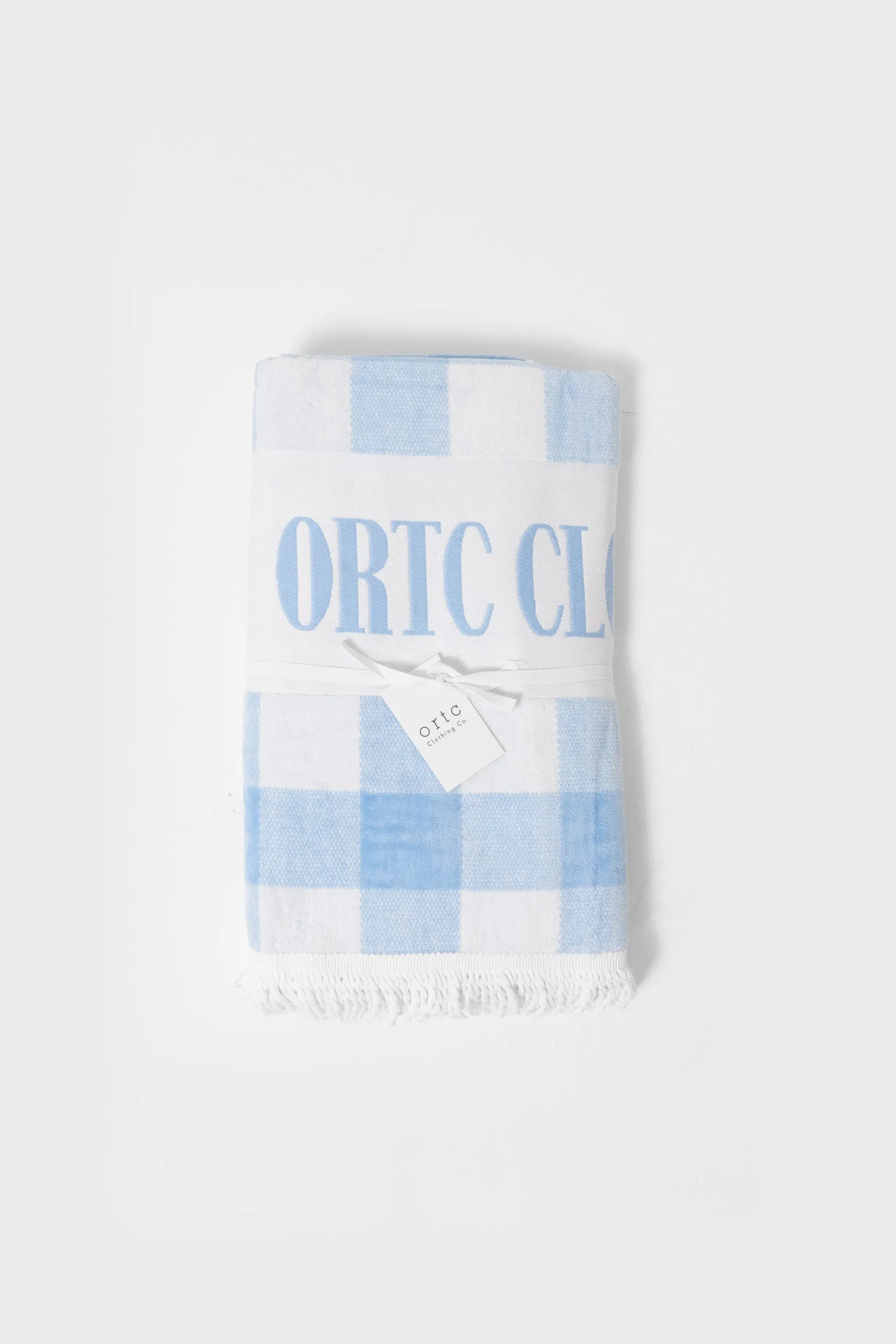 Large Lightweight Quick-Dry Beach Towel - Blue Gingham Checkered Design