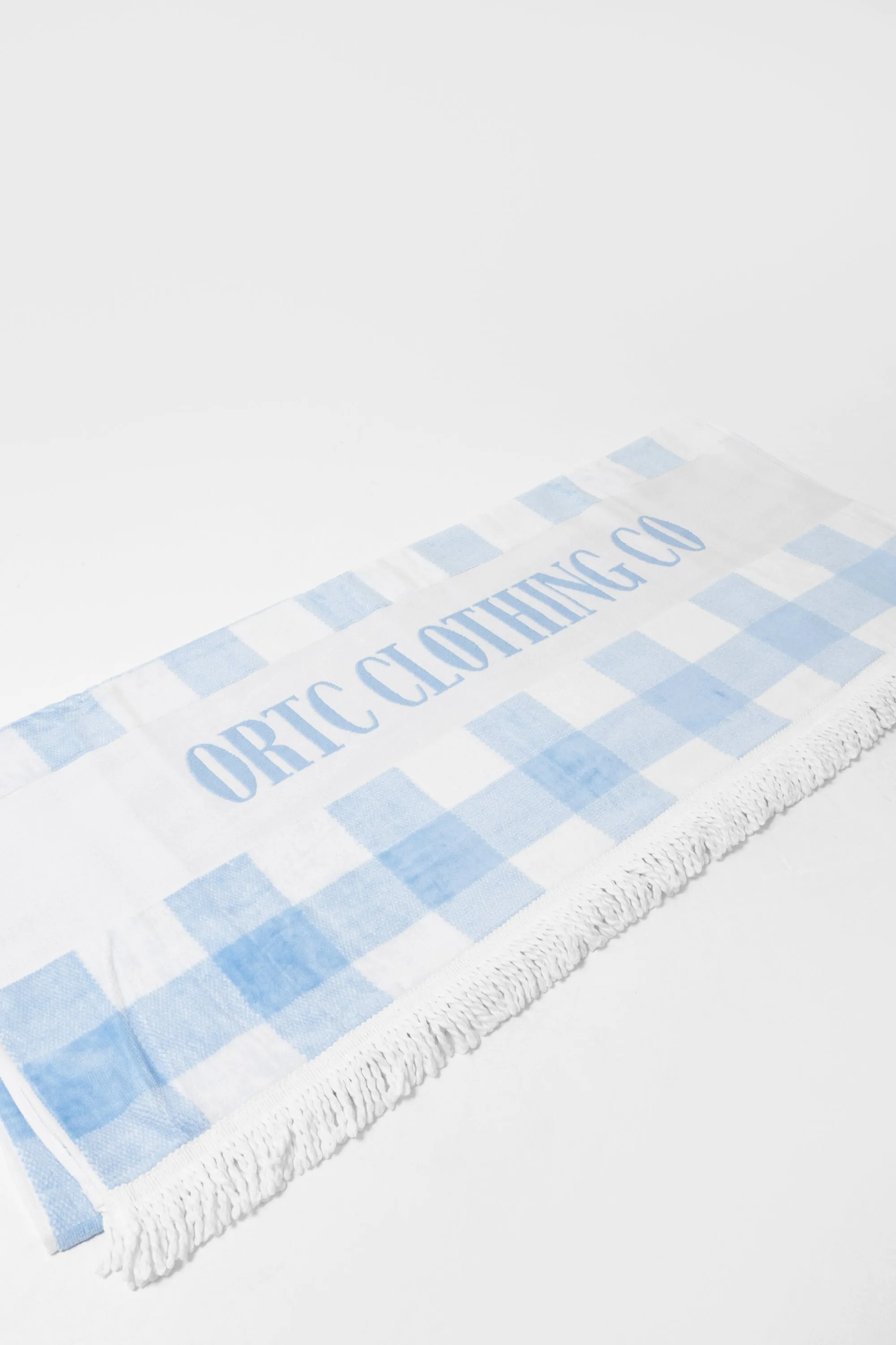 Large Lightweight Quick-Dry Beach Towel - Blue Gingham Checkered Design