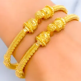 Beaded Palatial 22k Gold Pipe Bangles