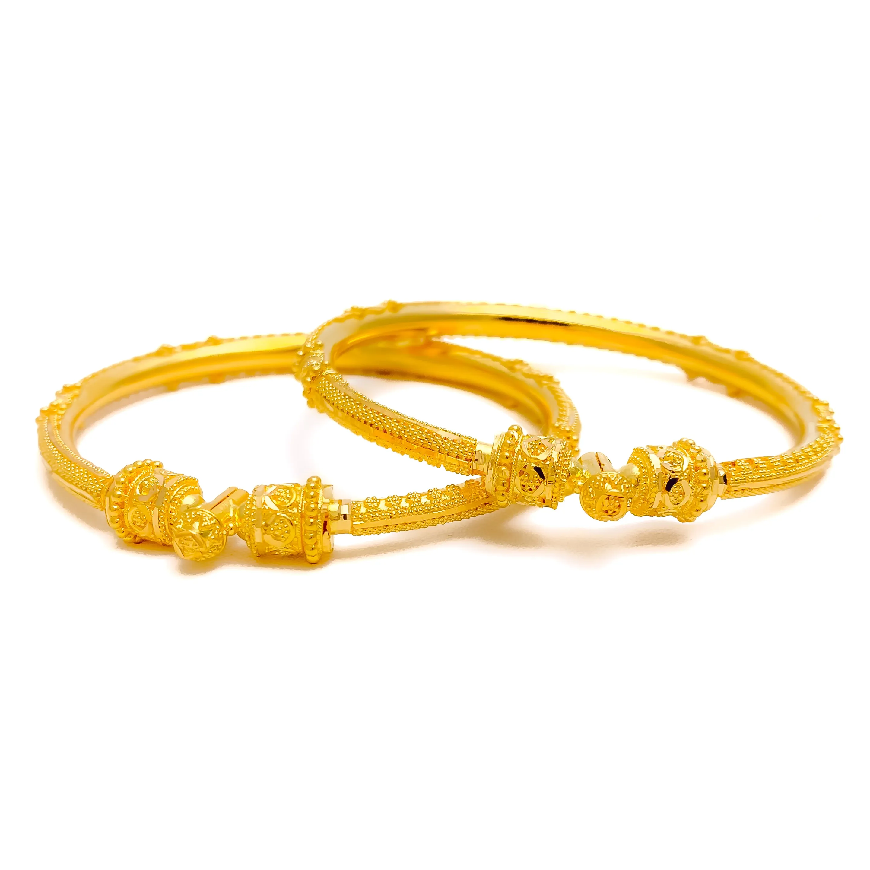 Beaded Palatial 22k Gold Pipe Bangles