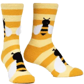 Bee Cozy Women's Fuzzy Crew Slipper Socks